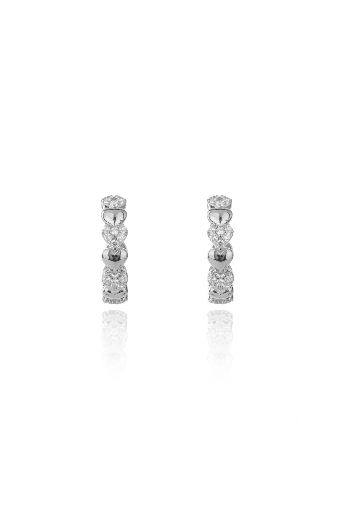 SWEETHEART SPARKLY HEART HOOPS SILVER