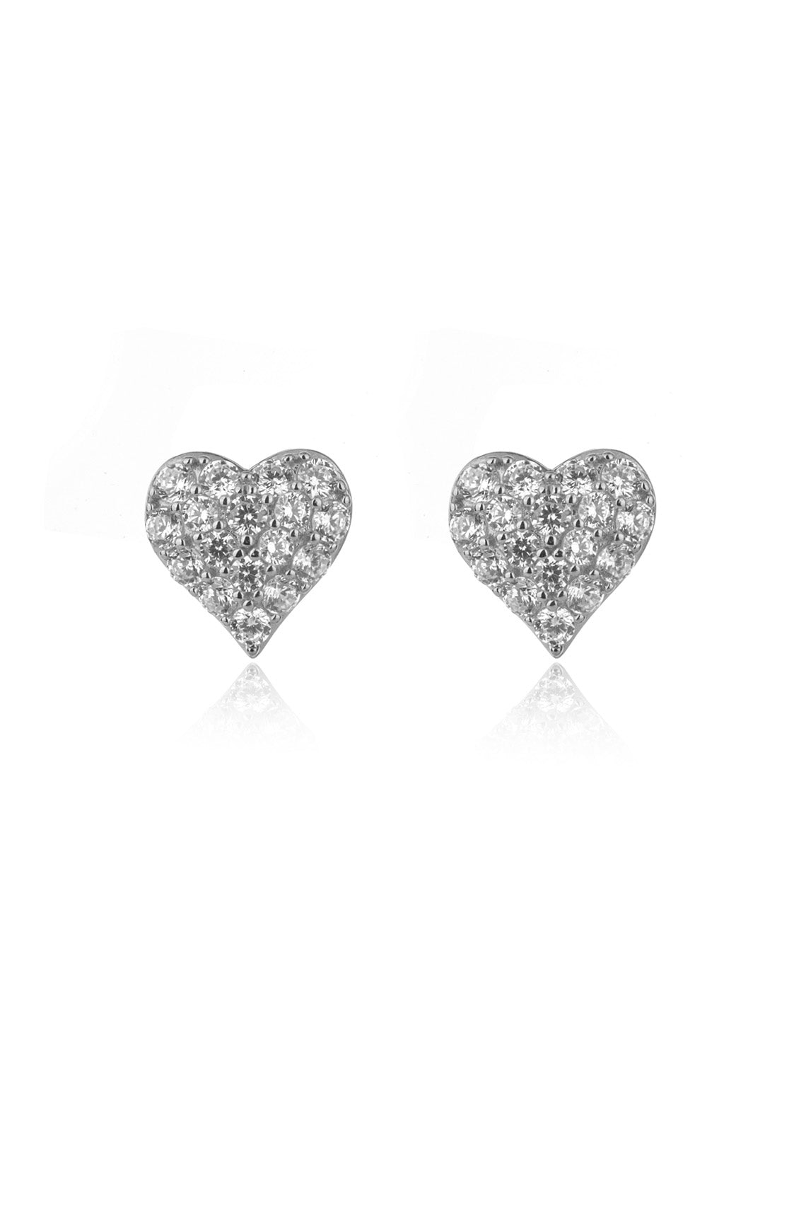 SWEETHEART SPARKLY HEART STUDS SILVER