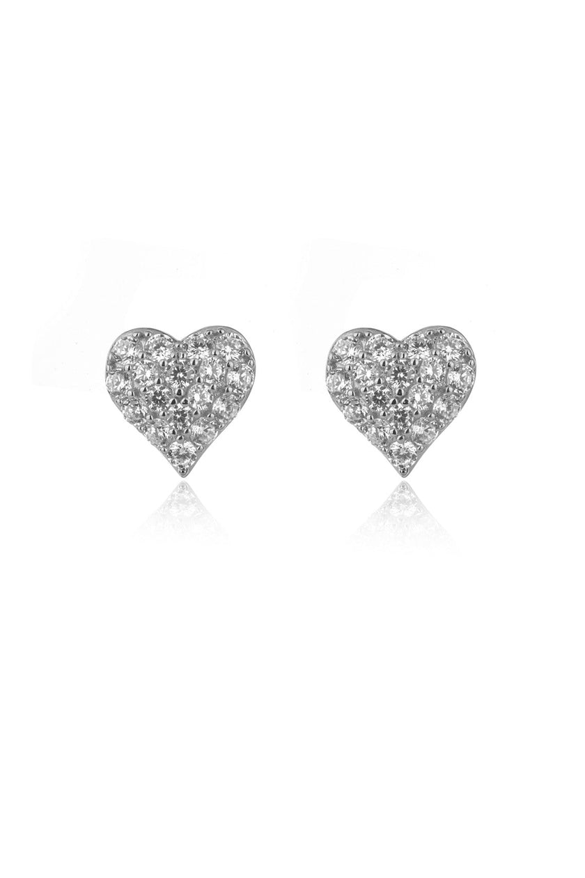 SWEETHEART SPARKLY HEART STUDS SILVER