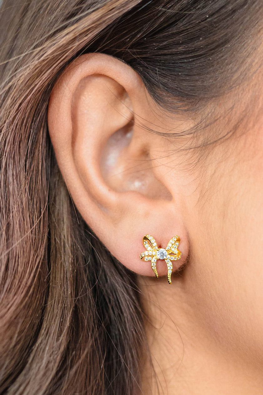 SWEETHEART BOW EARRINGS GOLD