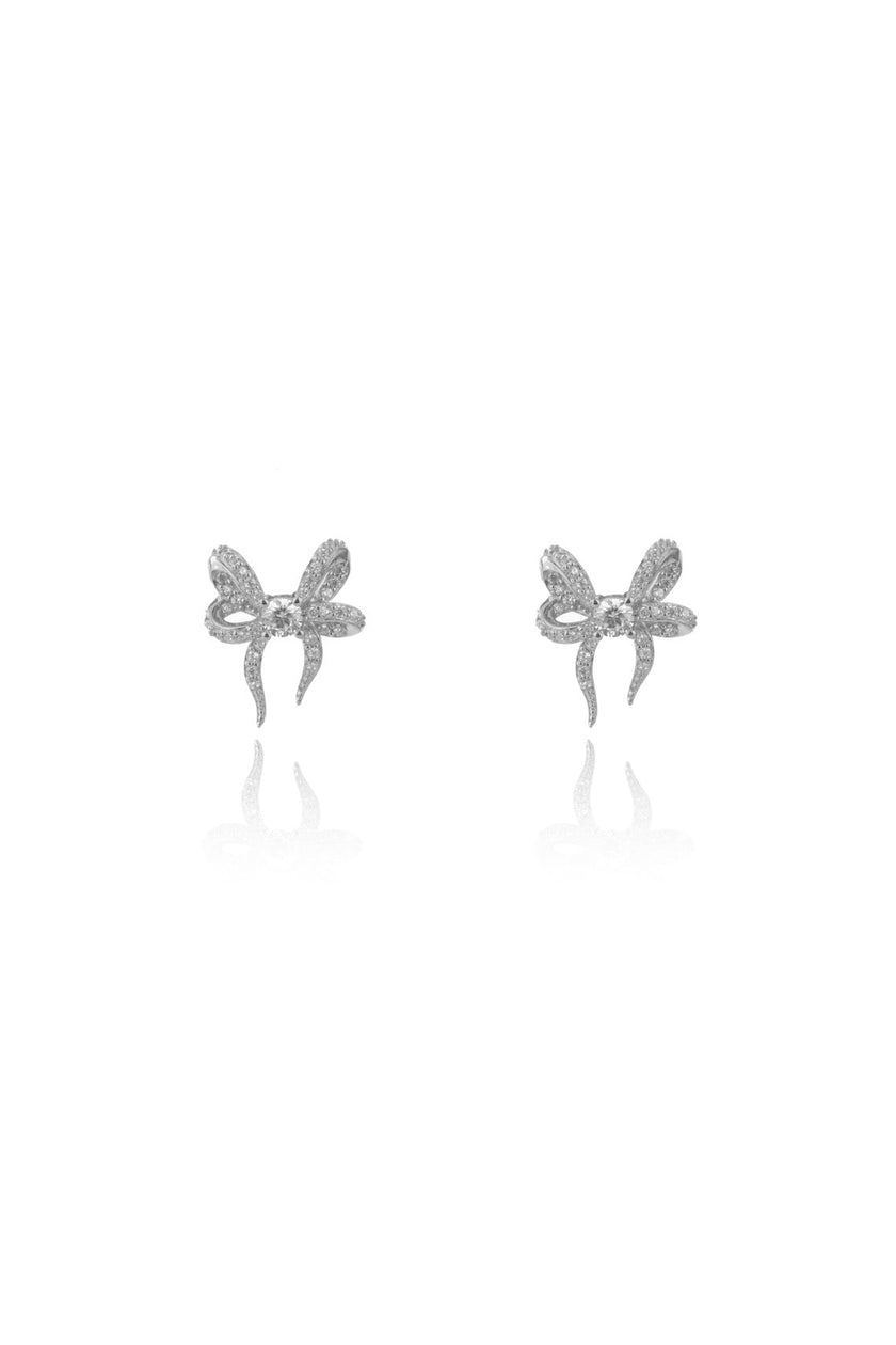 SWEETHEART BOW EARRINGS SILVER