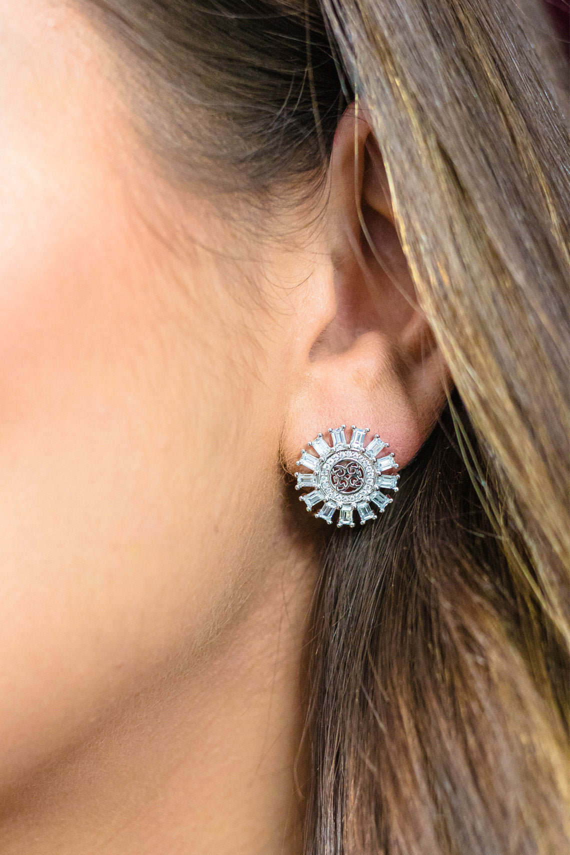 MY ONLY SUNSHINE BAGUETTE EARRINGS SILVER