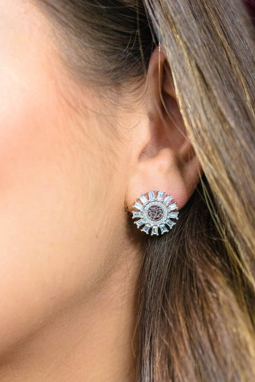 MY ONLY SUNSHINE BAGUETTE EARRINGS SILVER