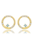 OPAL GLOW BLUE CREATED OPAL CIRCLE EARRINGS GOLD
