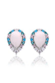 GEORGINI WISTERIA CREATED OPAL FLORIBUNDA STUD EARRINGS SILVER