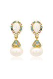 GEORGINI WISTERIA CREATED OPAL AND PEARL CASCADE EARRINGS GOLD