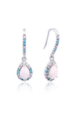 GEORGINI WISTERIA CREATED OPAL FLORIBUNDA SHEPHERD HOOK EARRINGS SILVER