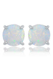 OPAL GLOW WHITE CREATED OPAL STUD EARRINGS SILVER