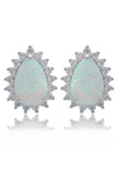 OPAL GLOW ROZELLE WHITE CREATED OPAL EARRINGS SILVER