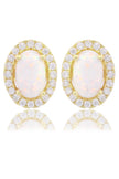 OPAL GLOW BLACKWATTLE WHITE CREATED OPAL EARRINGS GOLD