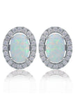OPAL GLOW BLACKWATTLE WHITE CREATED OPAL EARRINGS SILVER