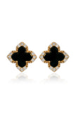 GEORGINI MIDNIGHT VELVET BLACK AGATE FAIRWATER STUD EARRINGS GOLD