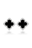 GEORGINI MIDNIGHT VELVET BLACK AGATE FAIRWATER STUD EARRINGS SILVER