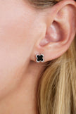 GEORGINI MIDNIGHT VELVET BLACK AGATE FAIRWATER STUD EARRINGS SILVER