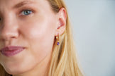 GEORGINI WISTERIA DUO PEAR EARRINGS AMETHYST CZ GOLD