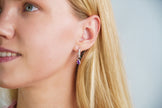 GEORGINI WISTERIA DUO PEAR EARRINGS AMETHYST CZ SILVER