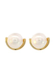 ADAGIO CRESCENT NINE-2-FIVE PEARL CRESCENT EARRINGS GOLD