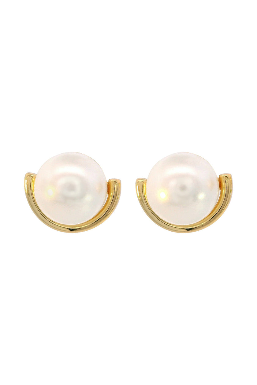 ADAGIO CRESCENT NINE-2-FIVE PEARL CRESCENT EARRINGS GOLD