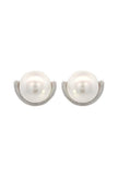 ADAGIO CRESCENT NINE-2-FIVE PEARL CRESCENT EARRINGS SILVER