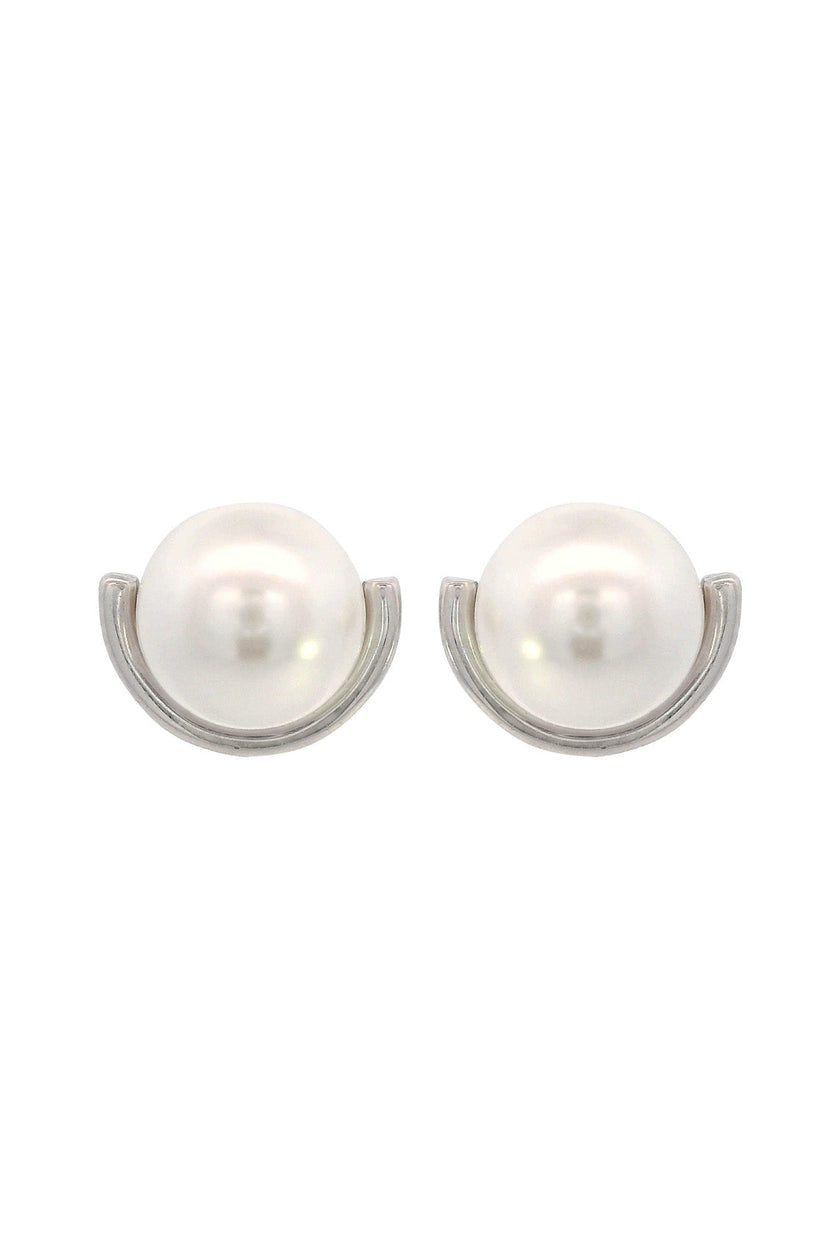 ADAGIO CRESCENT NINE-2-FIVE PEARL CRESCENT EARRINGS SILVER