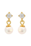 ADAGIO TOUCH OF SPARKLE DANGLE DROP PEARL EARRINGS GOLD