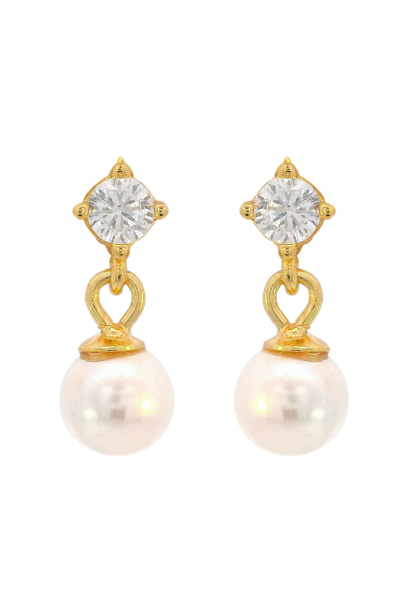 ADAGIO TOUCH OF SPARKLE DANGLE DROP PEARL EARRINGS GOLD