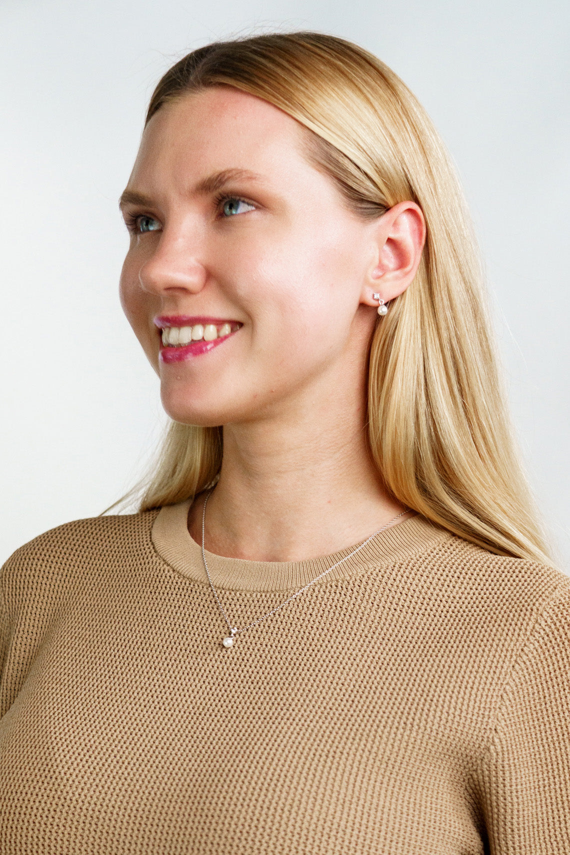 ADAGIO TOUCH OF SPARKLE DANGLE DROP PEARL EARRINGS SILVER