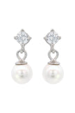 ADAGIO TOUCH OF SPARKLE DANGLE DROP PEARL EARRINGS SILVER