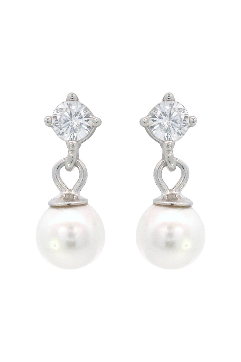 ADAGIO TOUCH OF SPARKLE DANGLE DROP PEARL EARRINGS SILVER
