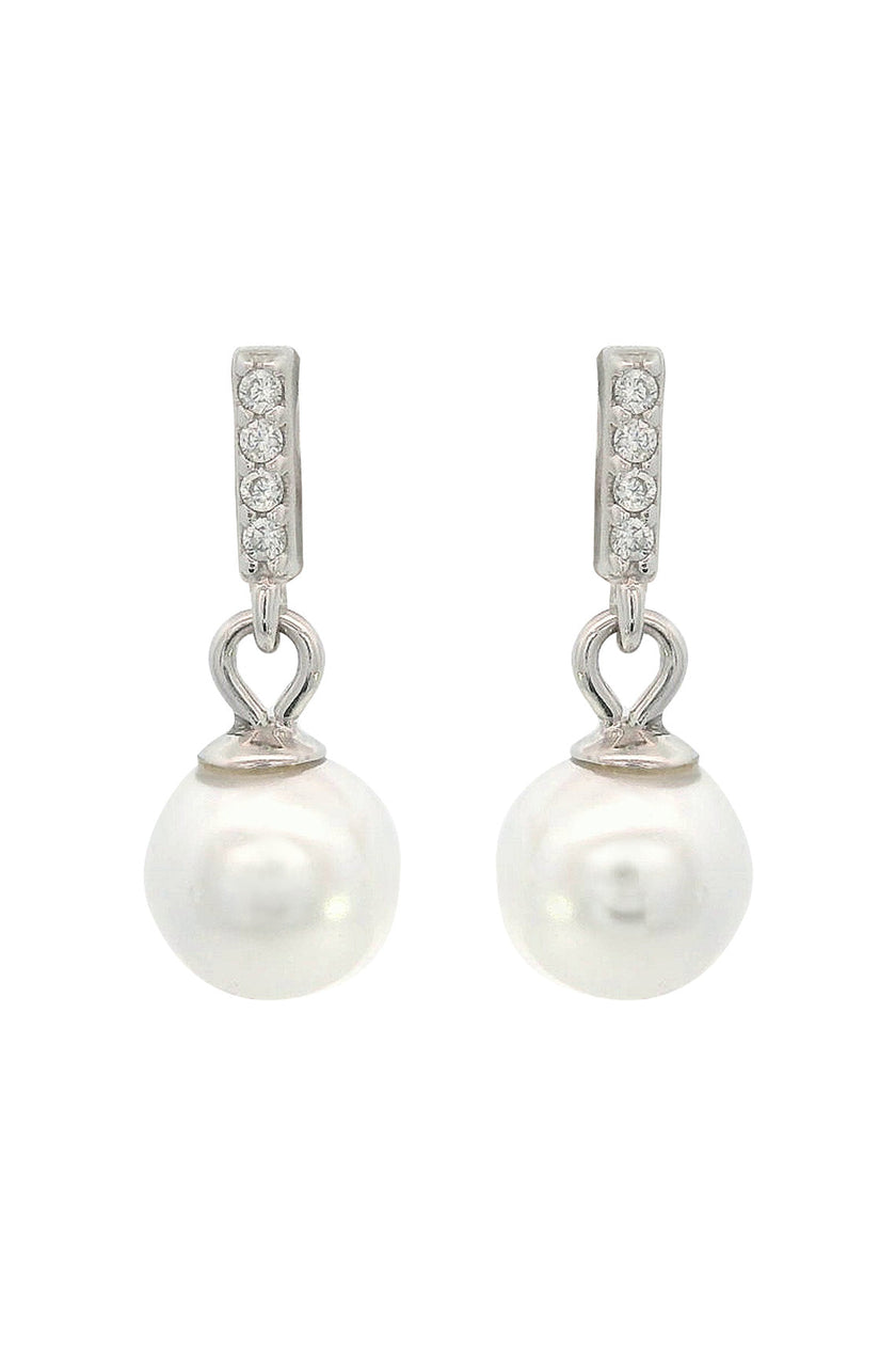 ADAGIO EFFORTLESS GLOW BAR DANGLE PEARL EARRINGS SILVER