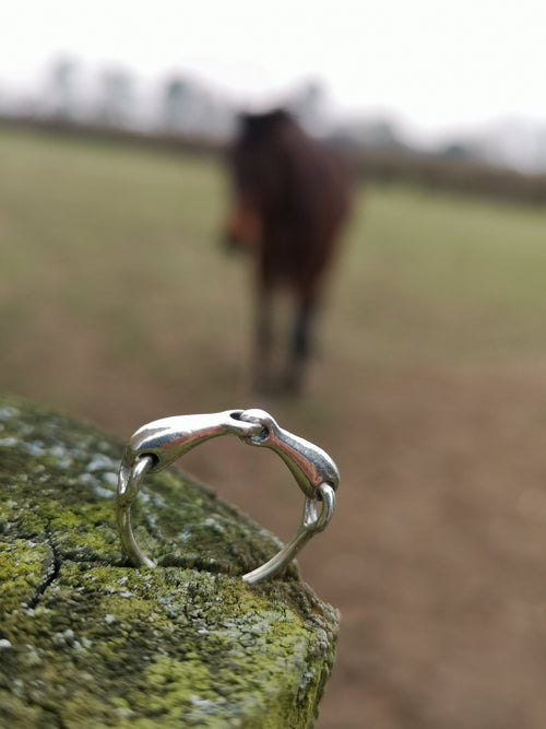 925 Silver Snaffle Bit Ring – Handmade Equestrian Gift for Him or Her