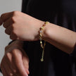Gold Sara Mixed Gemstone Bracelet: Peach Moonstone, Labradorite & Moonstone