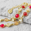Sara Mixed Gemstone Bracelet: Fuchsia Onyx, Quartzite & Peach Moonstone