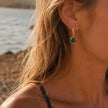 Charis Round Gemstone Earrings Black Onyx, Front CZ Hooks