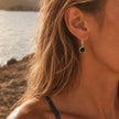 Charis Round Gemstone Earrings Silver Black Onyx, Front CZ Hooks