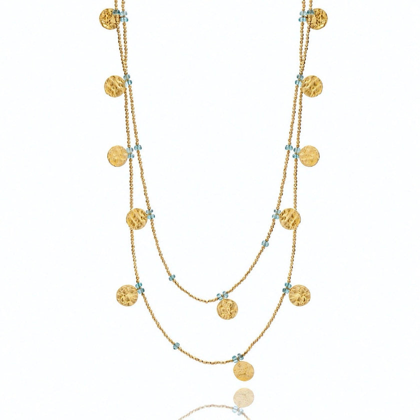 Cleo Long Coin Wrap Necklace: Apatite