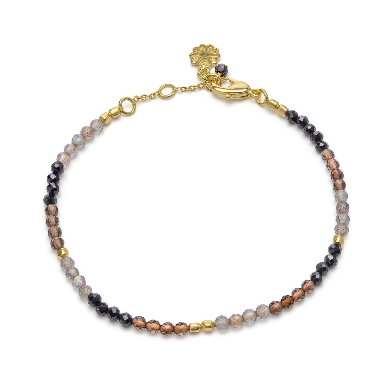 Milos Mixed Gemstone Beaded Bracelet  Black Onyx, Smoky Quartz & Labradorite