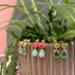 Iris Double Gemstone Drop Earrings with Green Onyx & Prenite