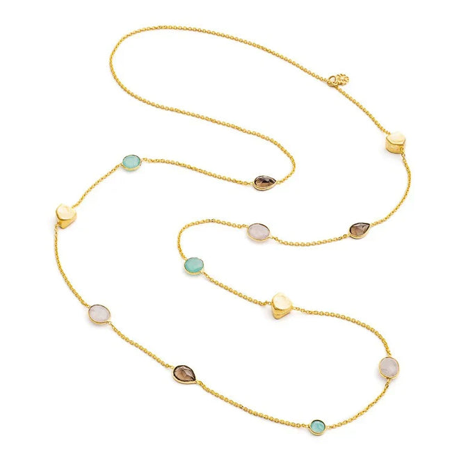 Collar multi-piedra Penélope: Ónix Pariba, Cuarzo Rosa y Cuarzo Ahumado