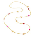 Penelope Multi-Stone Necklace: Fuchsia Onyx, Peach Moon stone & Red Jade
