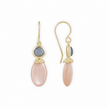 Persephone Double Gemstone Earrings Peach Moonstone & Labradorite