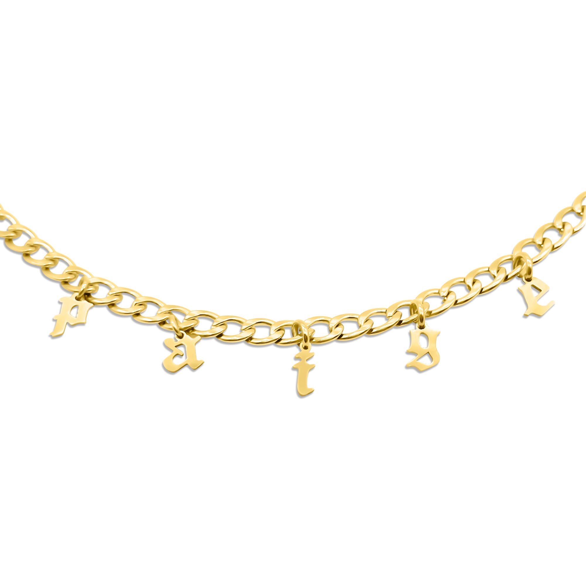 Gold Personalised Old English Charm Necklace