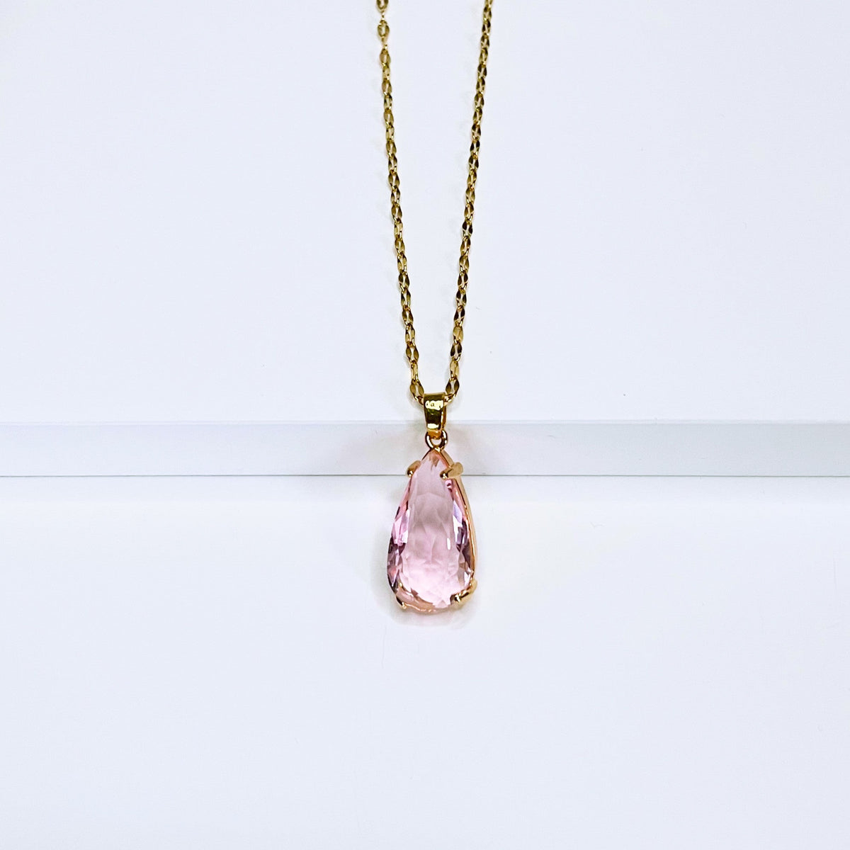 Carina Pink Teardrop Pendant Necklace
