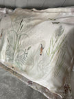 Cream and neutral Silk Pillowcase in hand painted 'Graceful' print, Standard size Oxford style Pillowcase