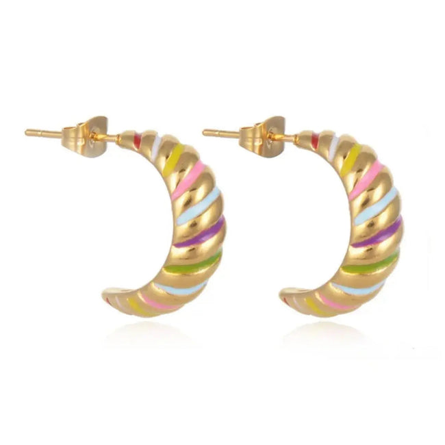 Vaani Luxe 18k guldpläterade Candy Stripe-örhängen