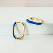 Harper Blue Oval Hoop Earrings