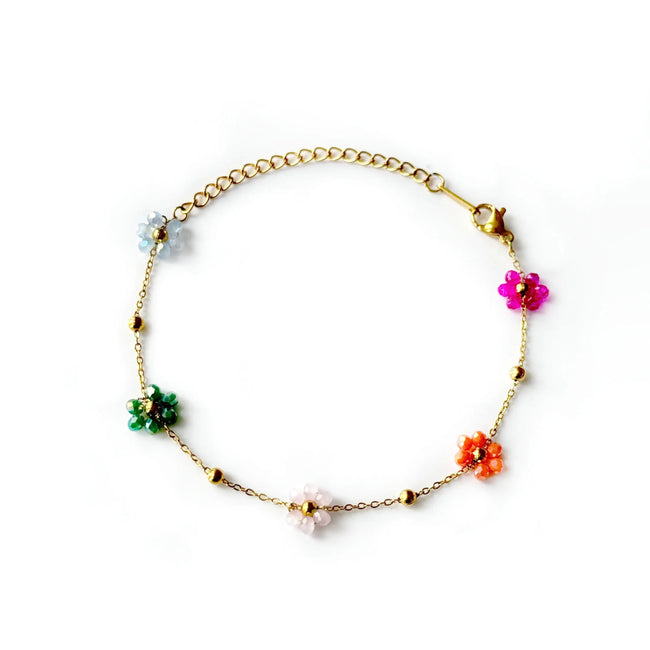 Pulsera de Lucy con flores de cuentas multicolor