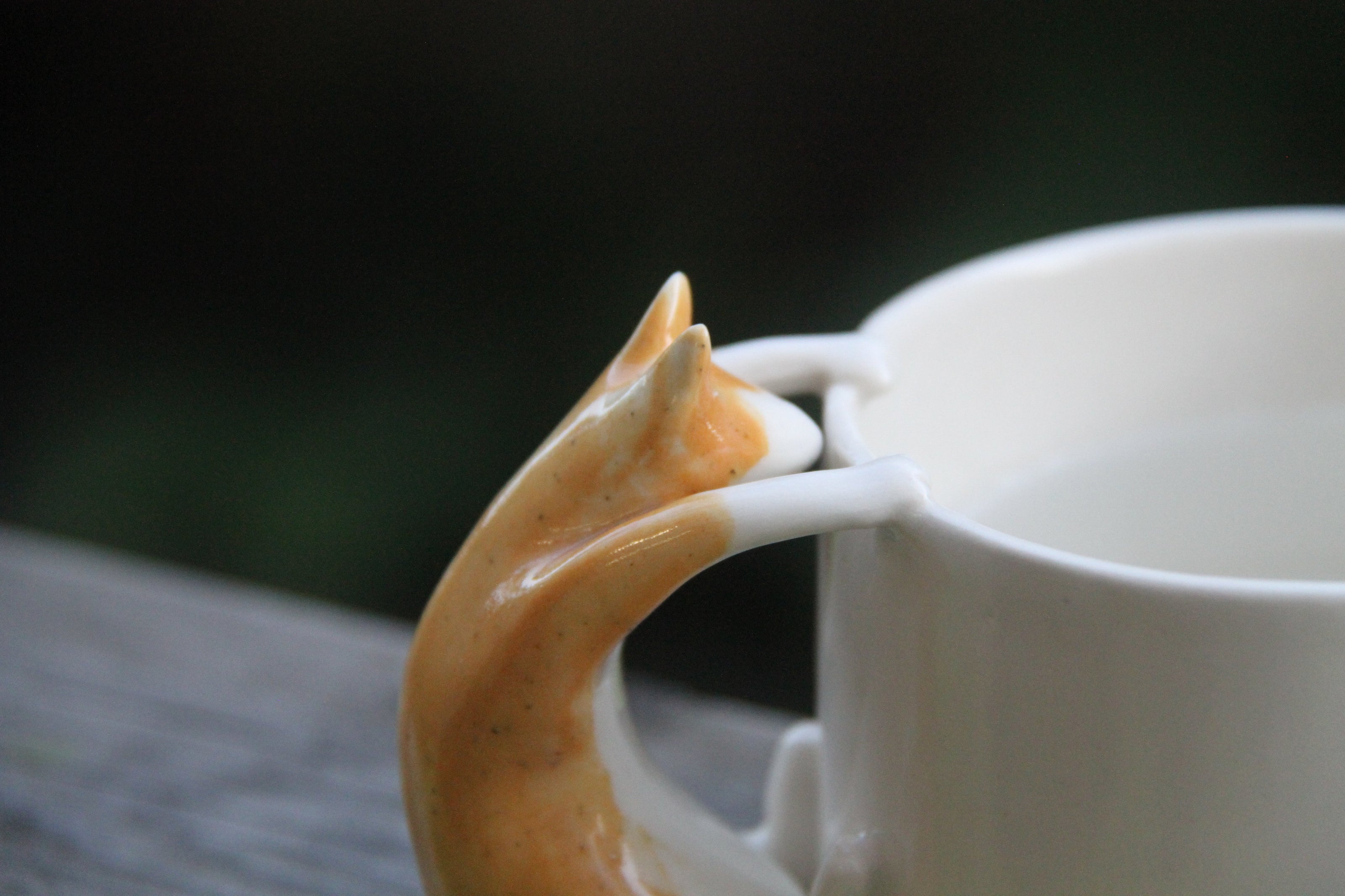Ginger Cat Handle Mug – Handcrafted Ceramic
