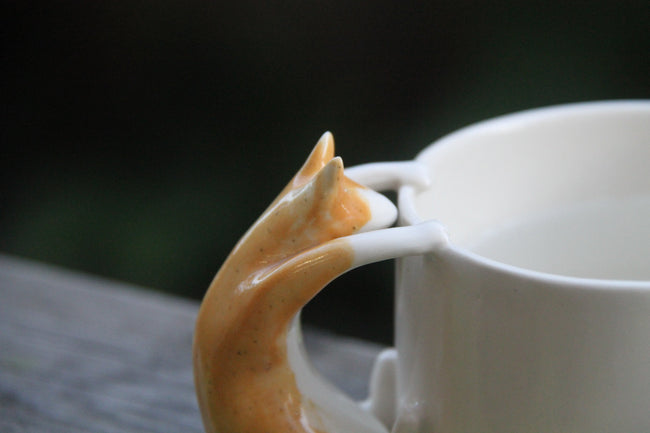 Ginger Cat Handle Mug – Handcrafted Ceramic