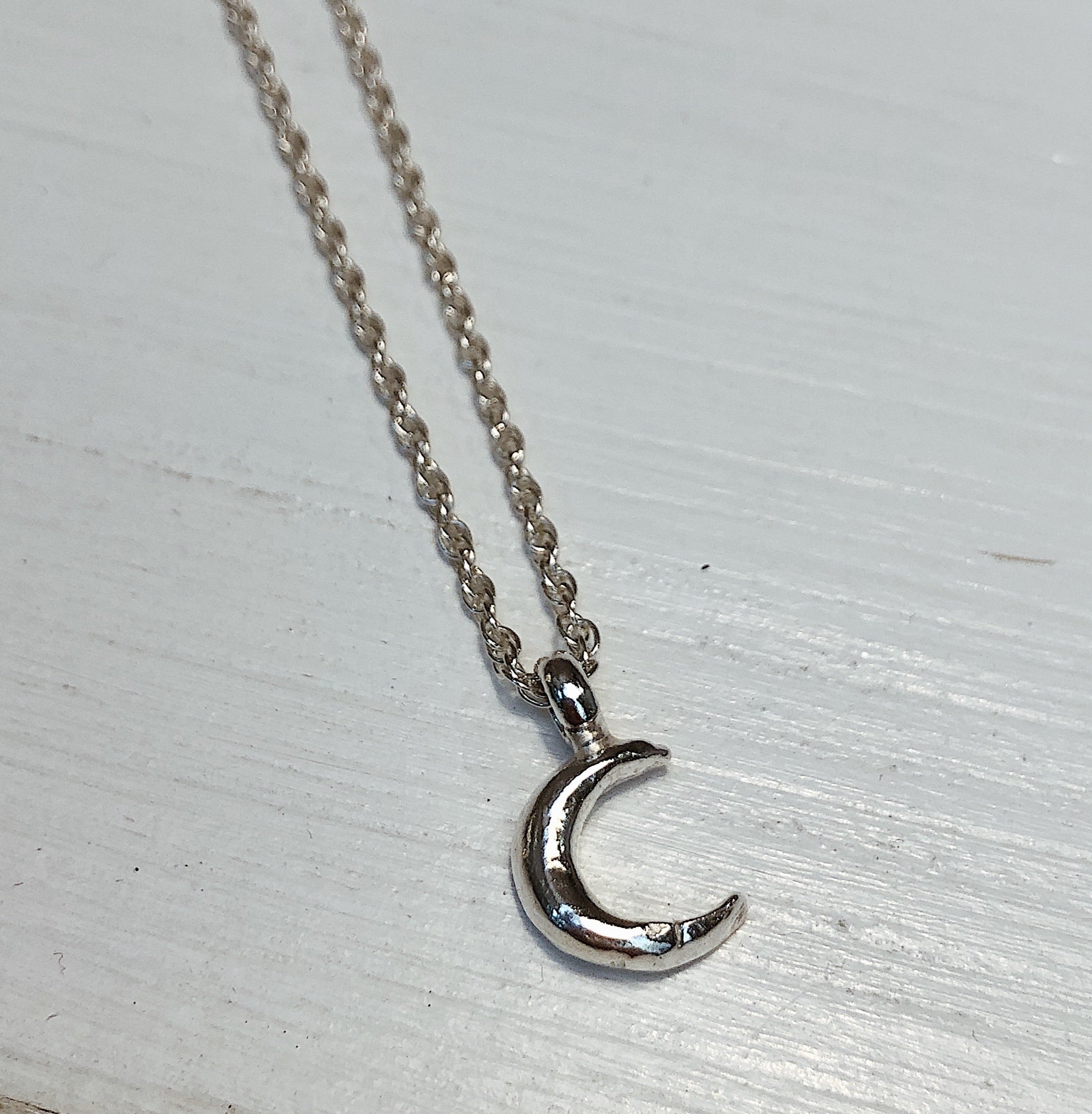 Crescent Moon Rope Chain Necklace